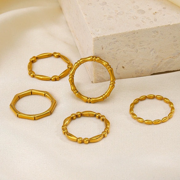 Stainless Steel Flower Ring For Women Ins Style Natural 18K Goldplated