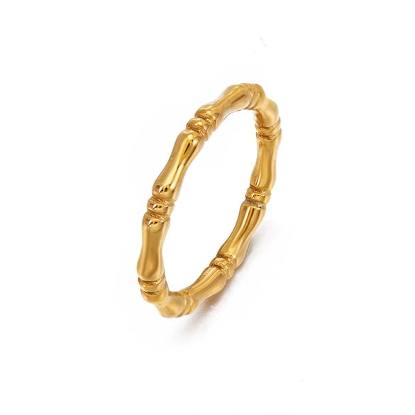 Stainless Steel Flower Ring For Women Ins Style Natural 18K Goldplated