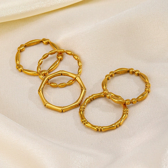 Stainless Steel Flower Ring For Women Ins Style Natural 18K Goldplated