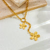 Stainless Steel Flower Shaped Long Tassel Clavicle Chain Necklace With Electroplating Process For Women In Fashion Style