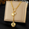 Stainless Steel Flower Shaped Long Tassel Clavicle Chain Necklace With Electroplating Process For Women In Fashion Style