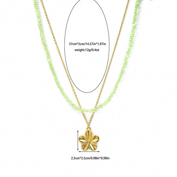 Stainless Steel Flower Starfish Pendant Necklace Electroplated Fashion Jewelry