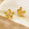 Stainless Steel Flower Threedimensional Glossy Oil Embossed Women's Earrings