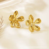 Stainless Steel Flower Threedimensional Glossy Oil Embossed Women's Earrings