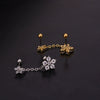 Stainless Steel Flower Zircon Earrings For Women