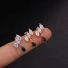 Stainless Steel Flower Zircon Earrings For Women