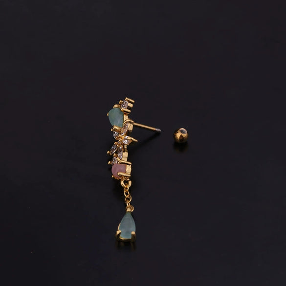 Stainless Steel Flower Zircon Earrings For Women