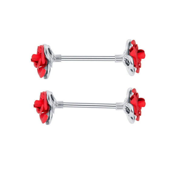 Stainless Steel Flower Zircon Nipple Ring Piercing Jewelry Electroplated