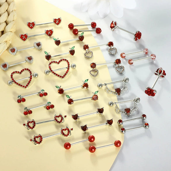 Stainless Steel Flower Zircon Nipple Ring Piercing Jewelry Electroplated