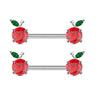Stainless Steel Flower Zircon Nipple Ring Piercing Jewelry Electroplated