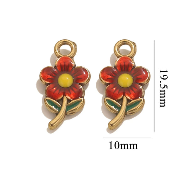 Stainless Steel Flowershaped Doublesided Oil Drop Diy Pendant Jewelry Accessories