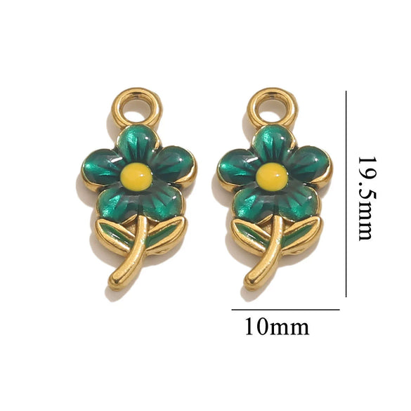 Stainless Steel Flowershaped Doublesided Oil Drop Diy Pendant Jewelry Accessories