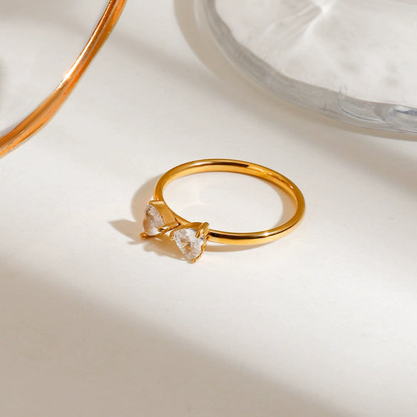 Stainless Steel Four Leaf Clover Geometric Style Electroplated Women's Ring Jewelry