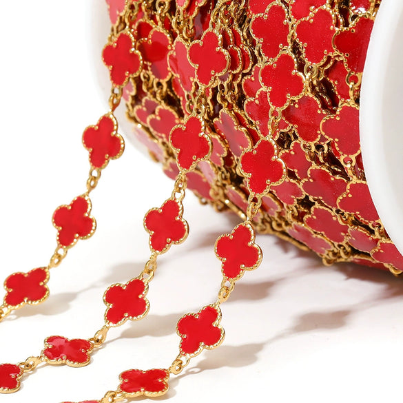 Stainless Steel Fourleaf Clover Enamel Chain Oil Drop Diy Fashion Necklace Bracelet Accessories