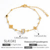 Stainless Steel Fourleaf Clover Gemstone Pendant Bracelet Electroplated Women's Jewelry Simple Style