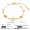 Stainless Steel Fourleaf Clover Gemstone Pendant Bracelet Electroplated Women's Jewelry Simple Style