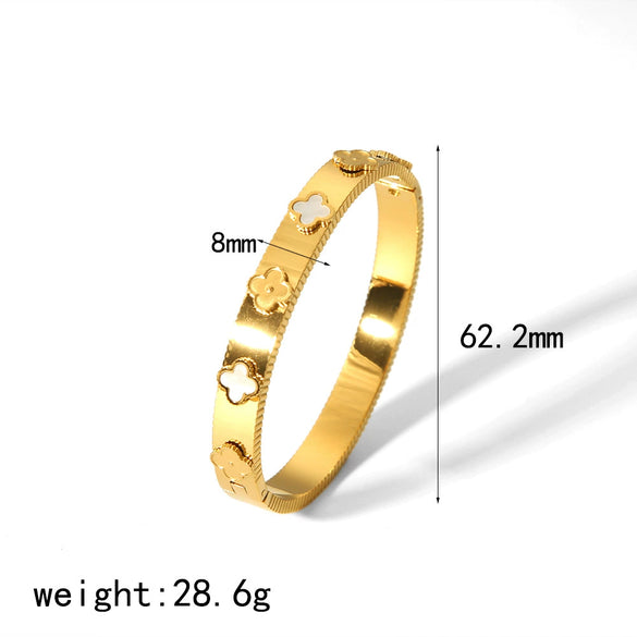 Stainless Steel Fourleaf Clover Light Luxury Style Electroplated Women's Bracelet Jewelry