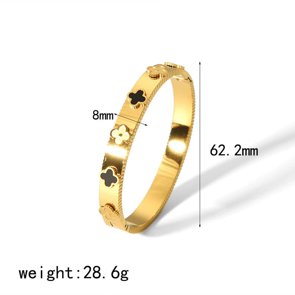 Stainless Steel Fourleaf Clover Light Luxury Style Electroplated Women's Bracelet Jewelry