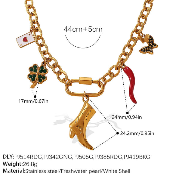 316L Stainless Steel Fourleaf Clover Necklace With Electroplating Design For Women