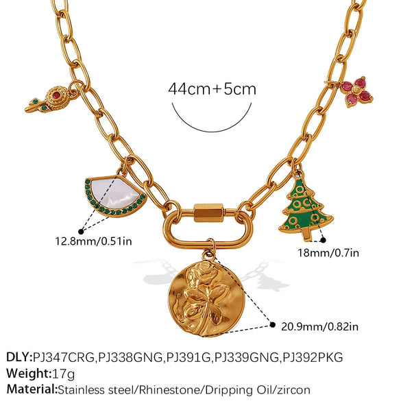316L Stainless Steel Fourleaf Clover Necklace With Electroplating Design For Women