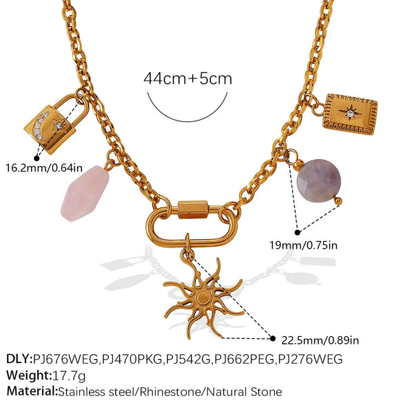 316L Stainless Steel Fourleaf Clover Necklace With Electroplating Design For Women