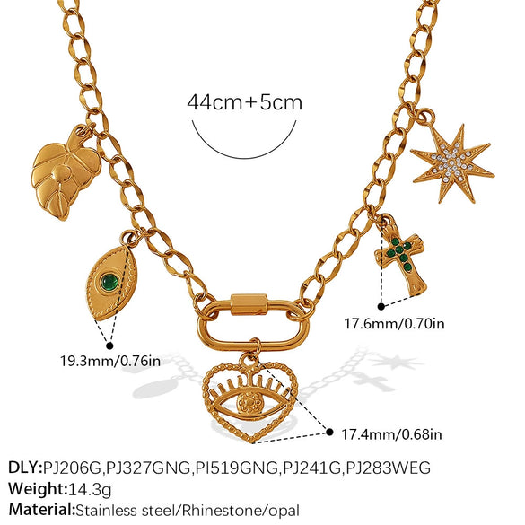 316L Stainless Steel Fourleaf Clover Necklace With Electroplating Design For Women