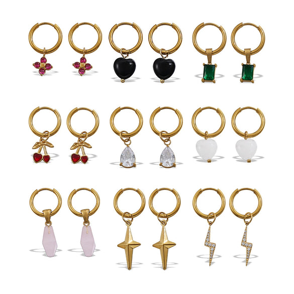 316L Stainless Steel Fourleaf Flower Rhinestone Earrings Electroplated For Women Fashion Jewelry