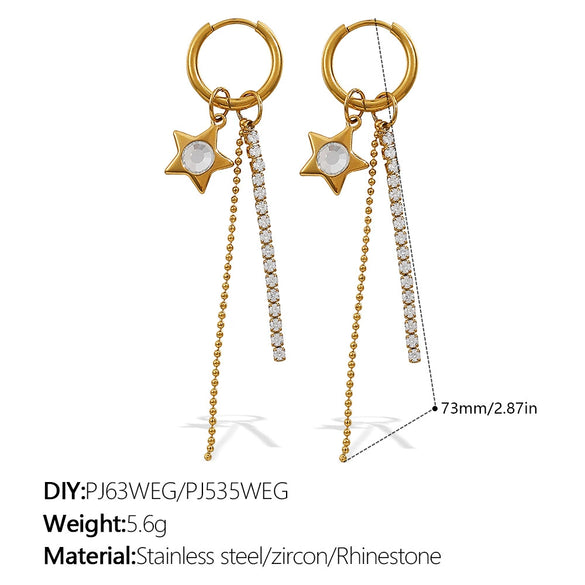 316L Stainless Steel Fourleaf Flower Rhinestone Earrings Electroplated For Women Fashion Jewelry