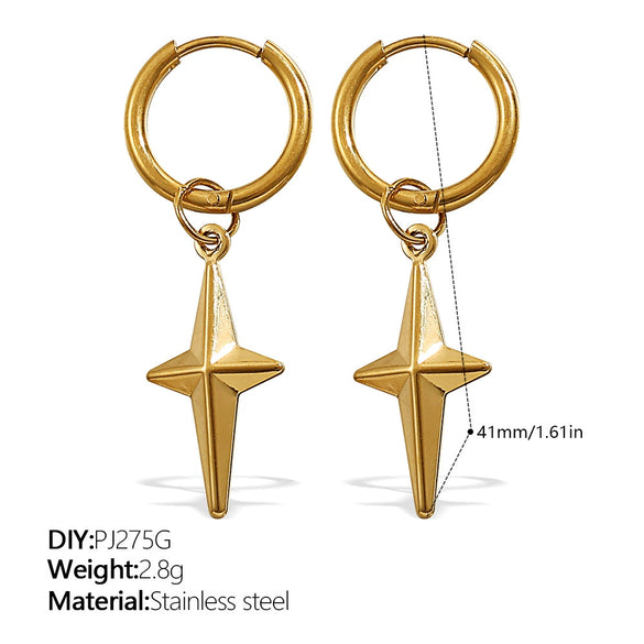 316L Stainless Steel Fourleaf Flower Rhinestone Earrings Electroplated For Women Fashion Jewelry