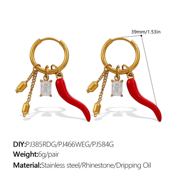 316L Stainless Steel Fourleaf Flower Rhinestone Earrings Electroplated For Women Fashion Jewelry