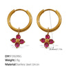 316L Stainless Steel Fourleaf Flower Rhinestone Earrings Electroplated For Women Fashion Jewelry