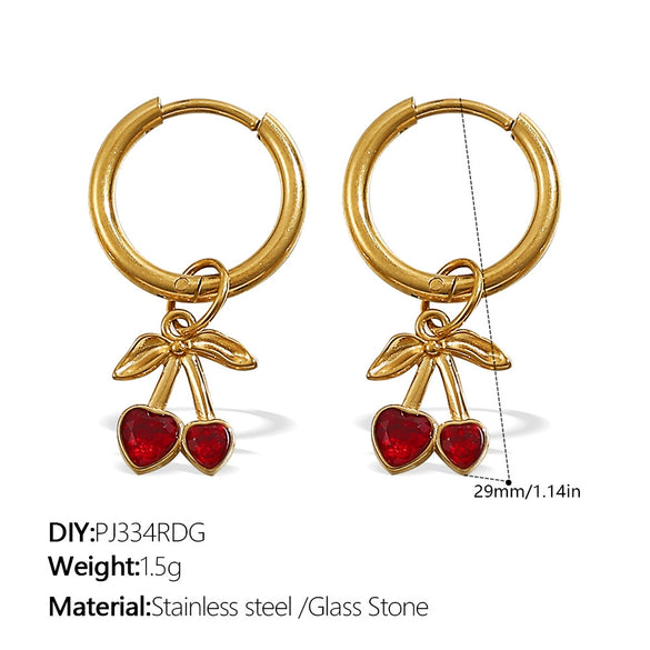 316L Stainless Steel Fourleaf Flower Rhinestone Earrings Electroplated For Women Fashion Jewelry