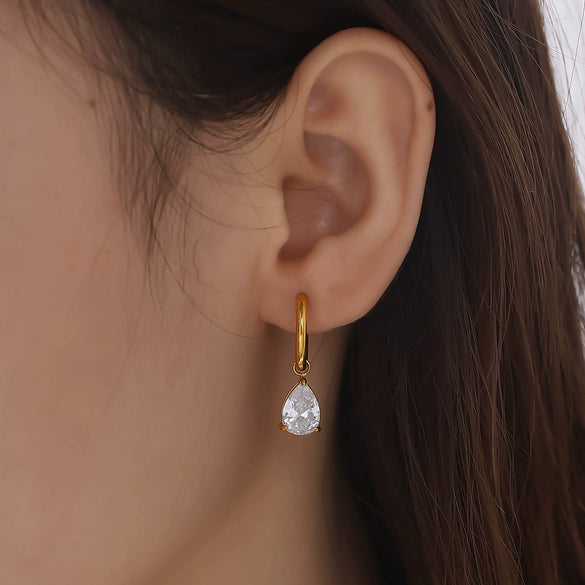 316L Stainless Steel Fourleaf Flower Rhinestone Earrings Electroplated For Women Fashion Jewelry