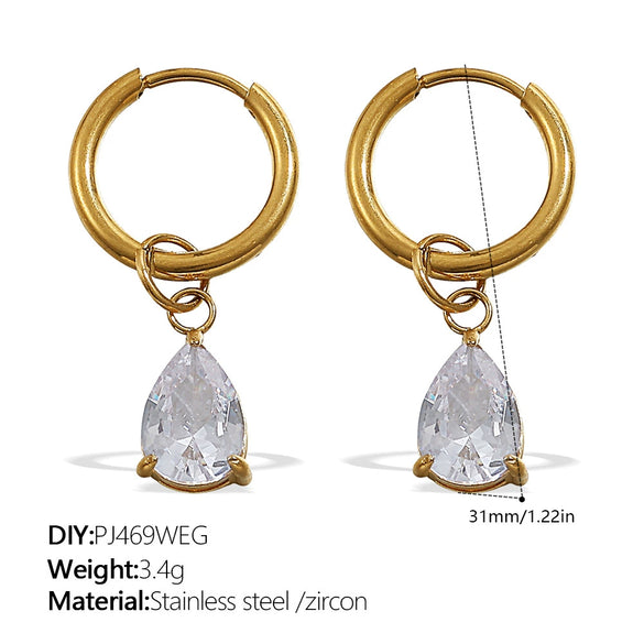 316L Stainless Steel Fourleaf Flower Rhinestone Earrings Electroplated For Women Fashion Jewelry