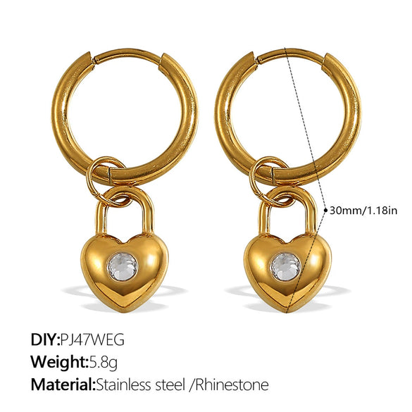 316L Stainless Steel Fourleaf Flower Rhinestone Earrings Electroplated For Women Fashion Jewelry