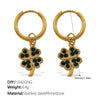 316L Stainless Steel Fourleaf Flower Rhinestone Earrings Electroplated For Women Fashion Jewelry