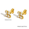Stainless Steel Fourpetal Flower Earrings For Women Electroplated Jewelry