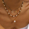 Stainless Steel Freshwater Pearl Tiger Eye Pendant Necklace