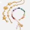 Stainless Steel Freshwater Pearl Turquoise Star Pendant Bracelet Retro Minimalist Geometric Electroplated Style For Women