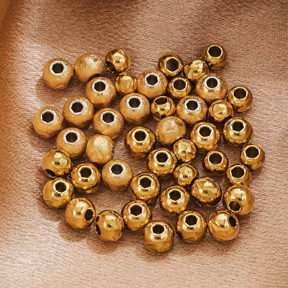 Stainless Steel Frosted And Round Chicken Claw Beads Electroplated Handmade Bracelet Spacer Jewelry Accessories