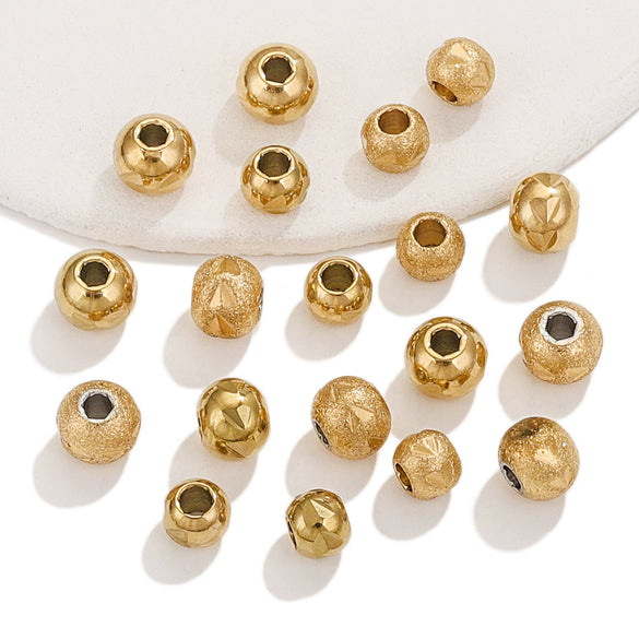 Stainless Steel Frosted And Round Chicken Claw Beads Electroplated Handmade Bracelet Spacer Jewelry Accessories