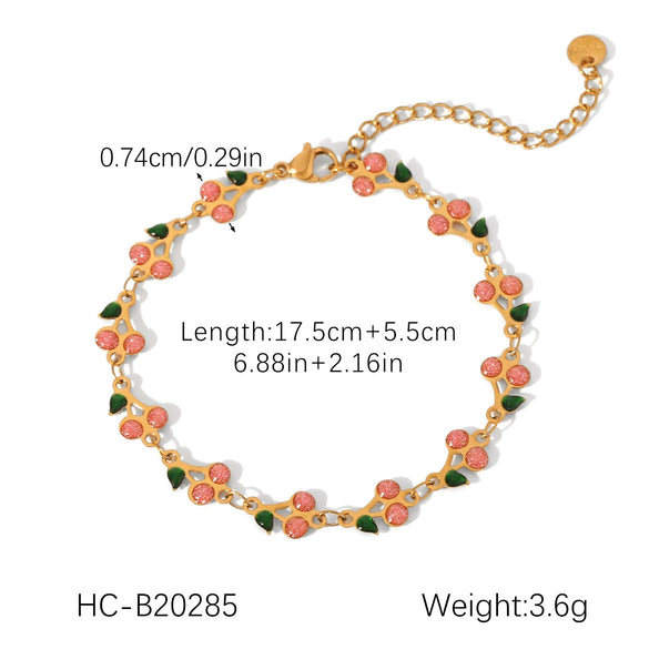 Stainless Steel Fruit Cherry Elastic Chain Bracelet Electroplating Women's Jewelry Light Luxury Niche Design