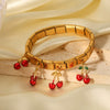 Stainless Steel Fruit Cherry Elastic Chain Bracelet Electroplating Women's Jewelry Light Luxury Niche Design