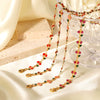 Stainless Steel Fruit Cherry Pendant Necklace For Women With Dripping Oil Design