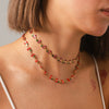 Stainless Steel Fruit Cherry Pendant Necklace For Women With Dripping Oil Design