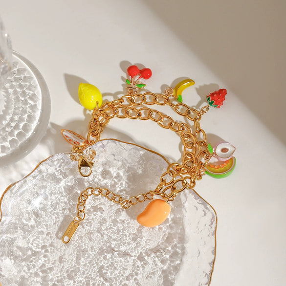 Stainless Steel Fruit Geometric Electroplated Bracelet Jewelry