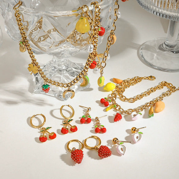 Stainless Steel Fruit Geometric Women's Ear Jewelry With Electroplating