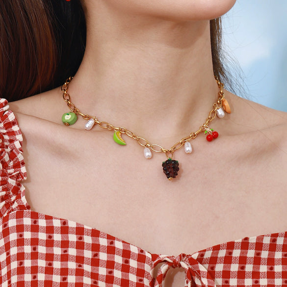 Stainless Steel Fruit Geometric Women's Ear Jewelry With Electroplating