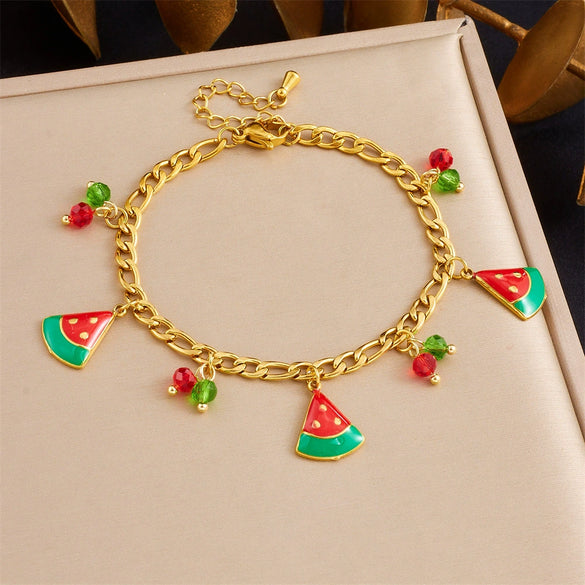 Stainless Steel Fruit Pattern Electroplated Women's Bracelet