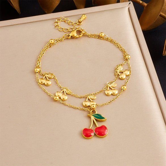 Stainless Steel Fruit Pattern Electroplated Women's Bracelet